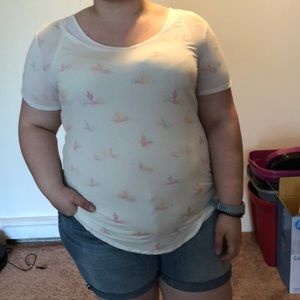 Mudd Short Sleeve V-Neck Patterned Tee